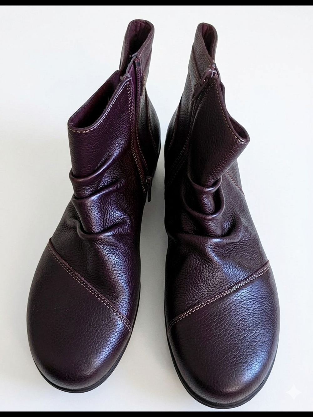 Clarks Women's Ankle Booties in Deep Burgundy/Plum/ Leather